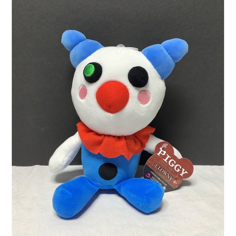 NWT Phatmojo Piggy Roblox Plush Clowny Clown Blue Red Stuffed Toy Doll Minitoon